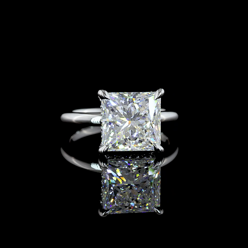 5ct Princess Diamond Hidden Halo Engagement Ring