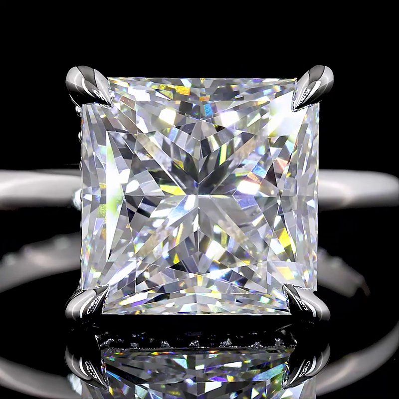 5ct Princess Diamond Hidden Halo Engagement Ring
