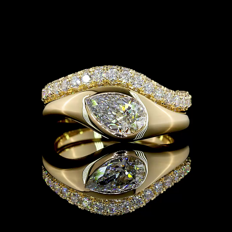 1ct Pear Special Flush Engagement Ring