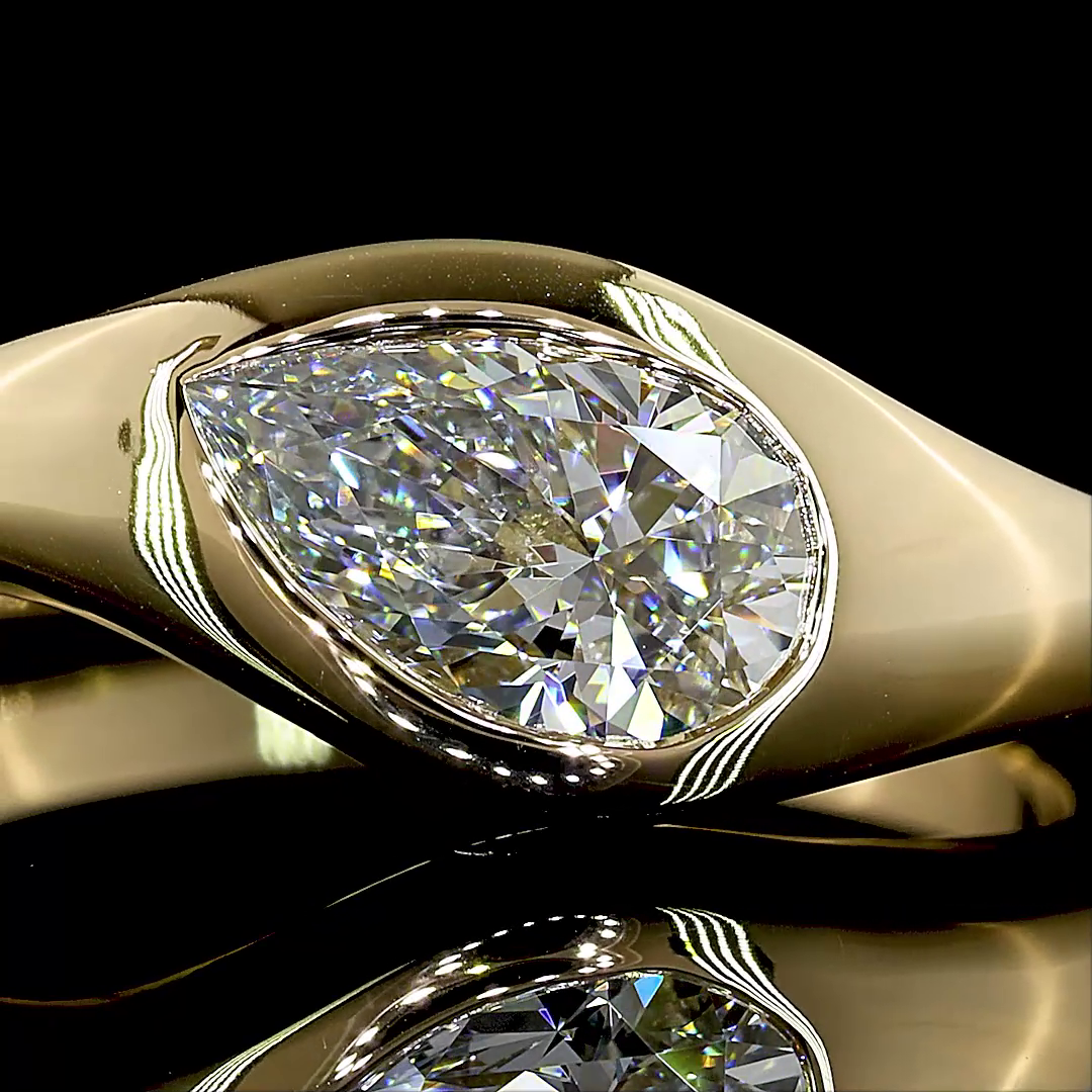 1ct Pear Special Flush Engagement Ring