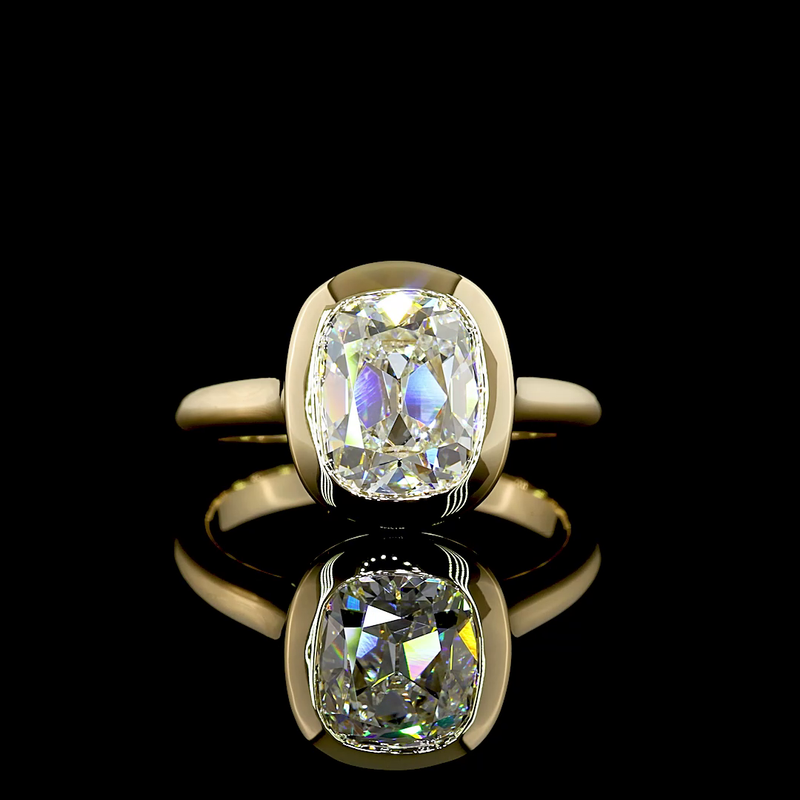2-1/4ct Antique Cushion Diamond Solitaire Engagement Ring