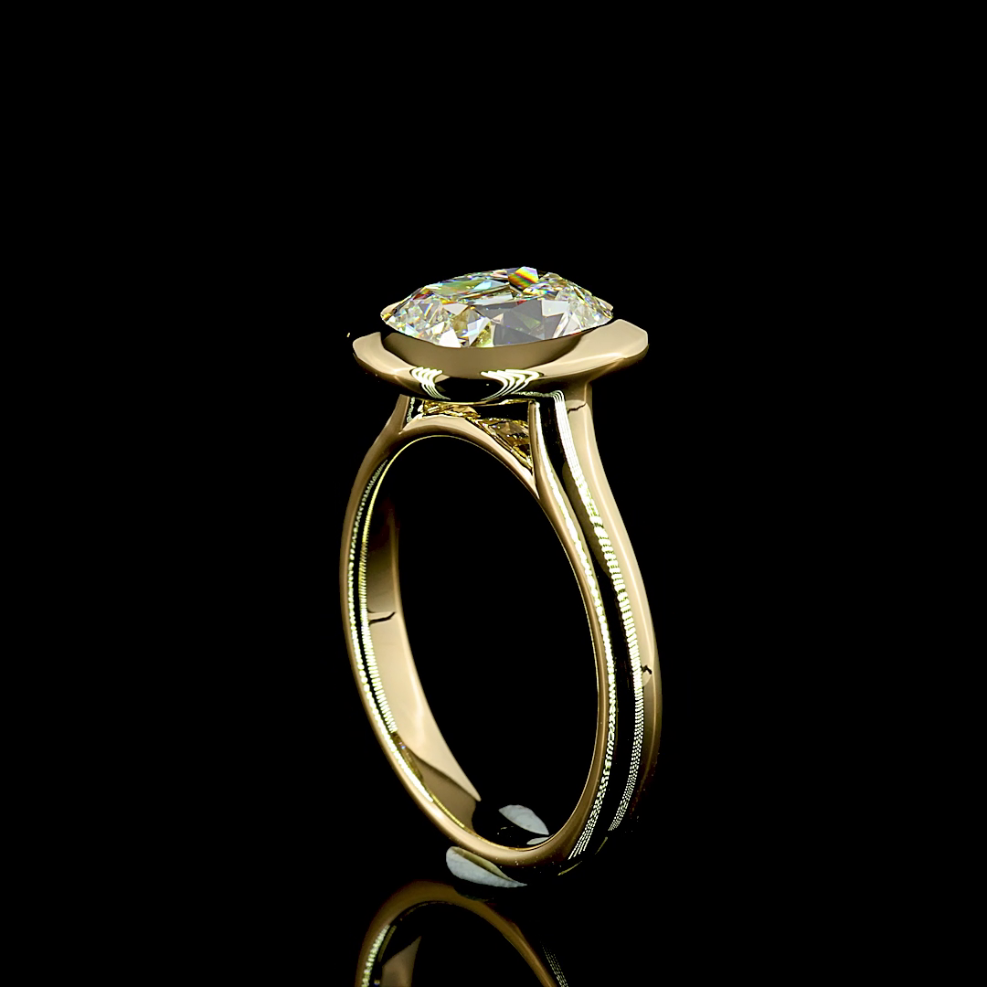 2-1/4ct Antique Cushion Diamond Solitaire Engagement Ring