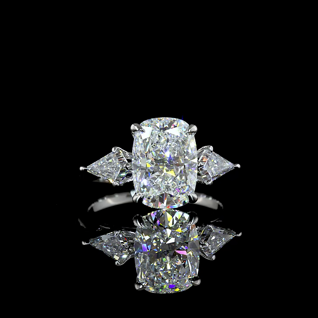 3ct Prong Cushion Three Stone Engagement Ring