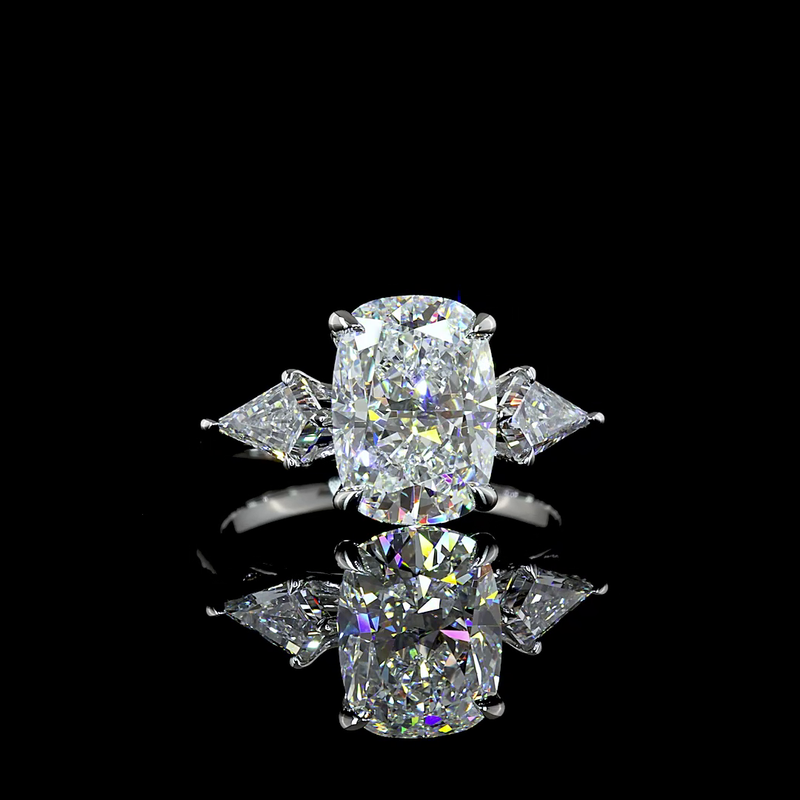 3ct Prong Cushion Three Stone Engagement Ring