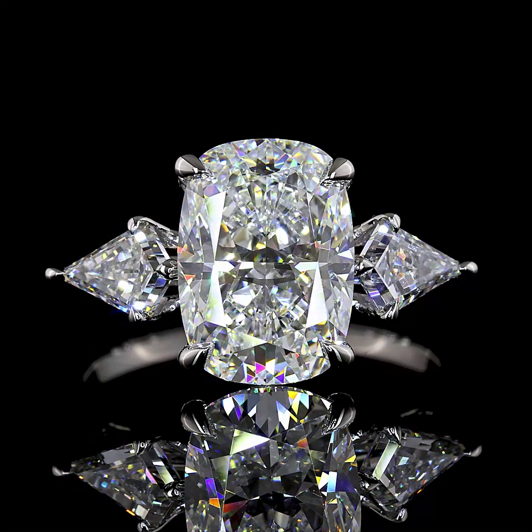 3ct Prong Cushion Three Stone Engagement Ring
