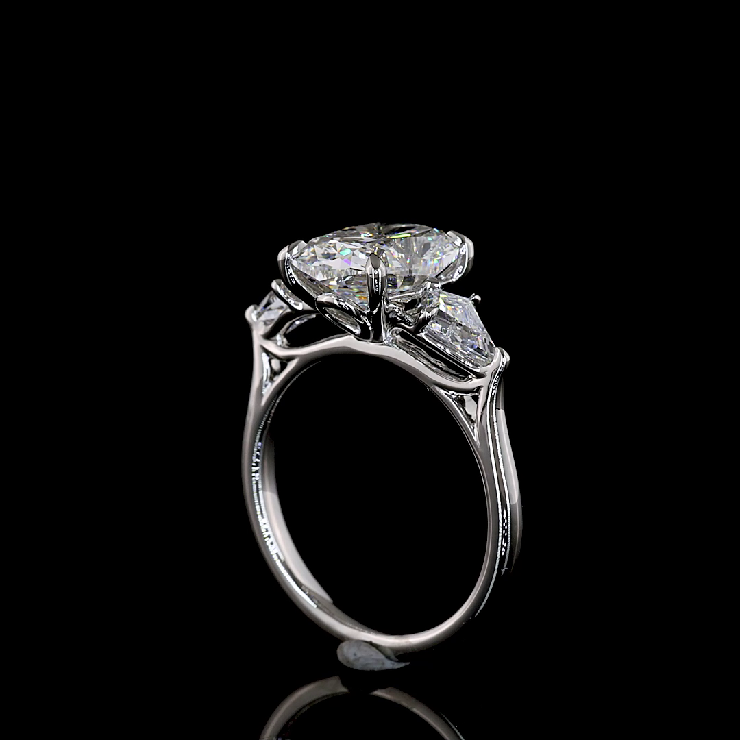 3ct Prong Cushion Three Stone Engagement Ring