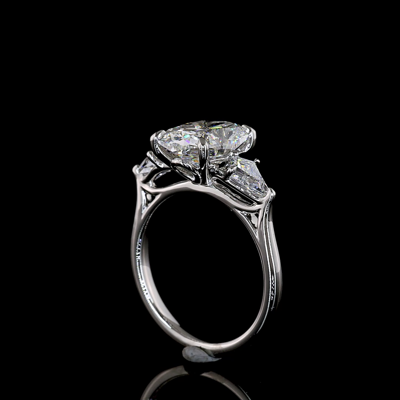 3ct Prong Cushion Three Stone Engagement Ring