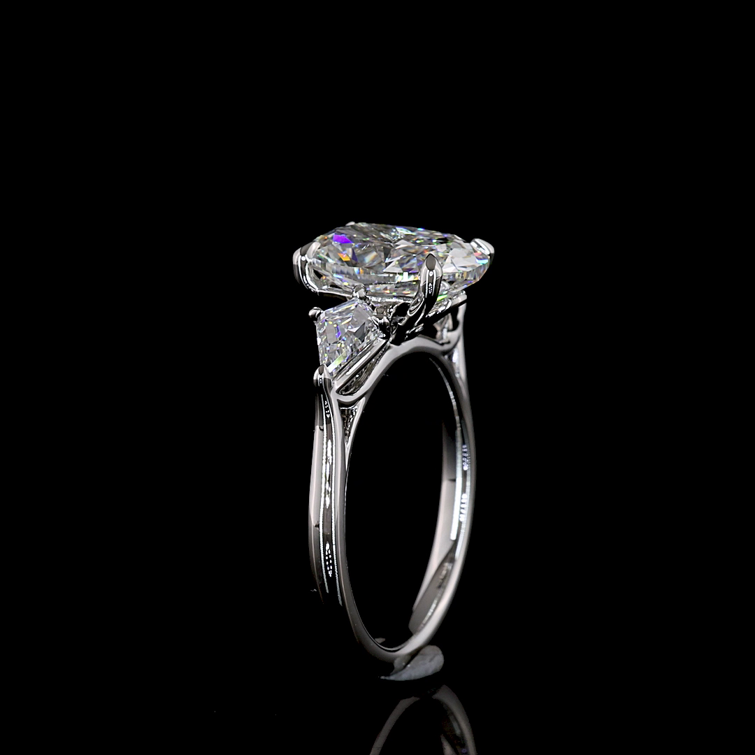 3ct Prong Cushion Three Stone Engagement Ring
