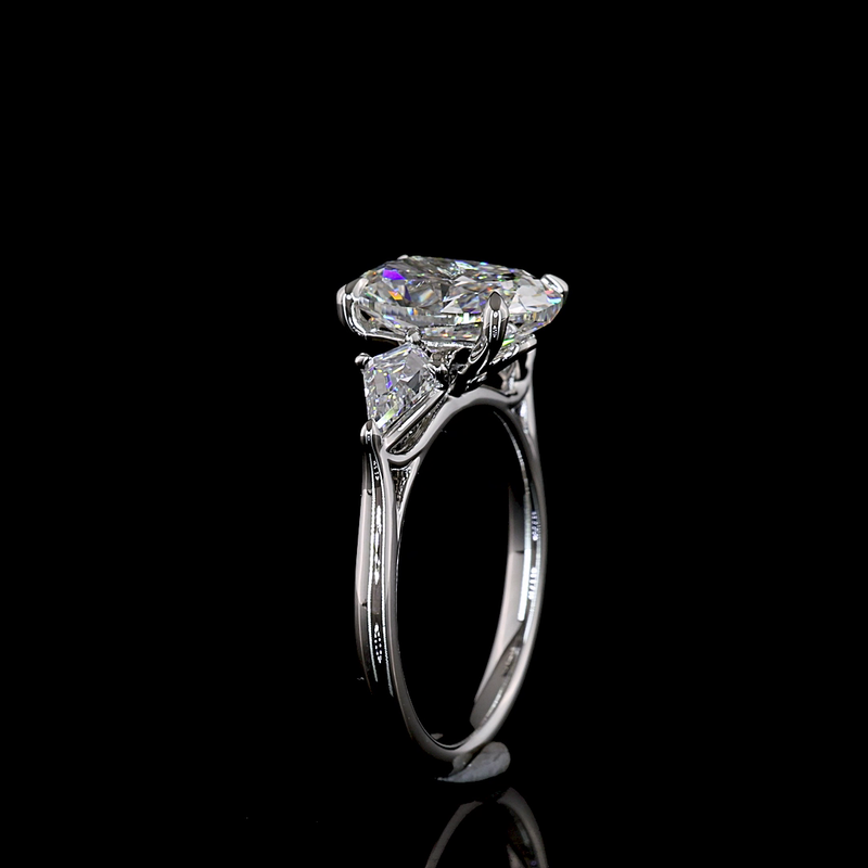 3ct Prong Cushion Three Stone Engagement Ring