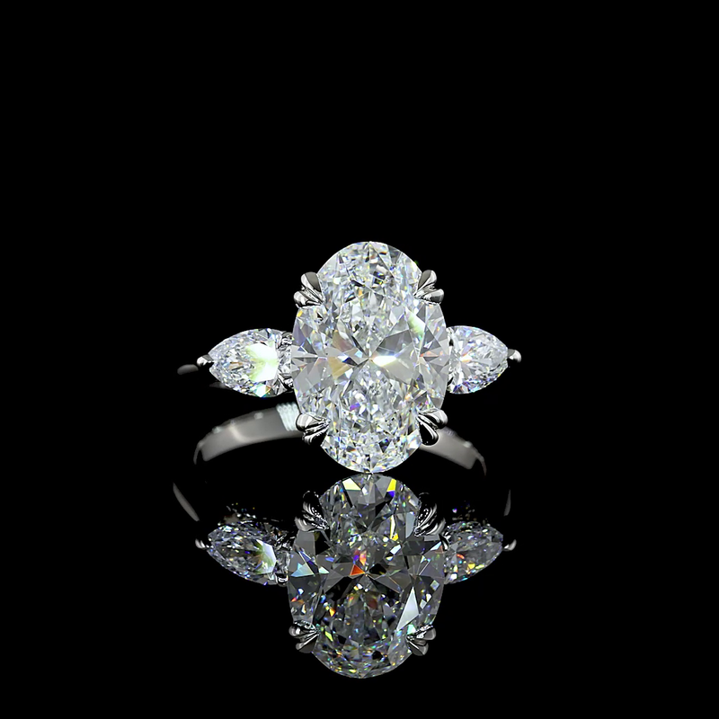 3-1/2ct Oval Prong Unique Diamond Engagement Ring