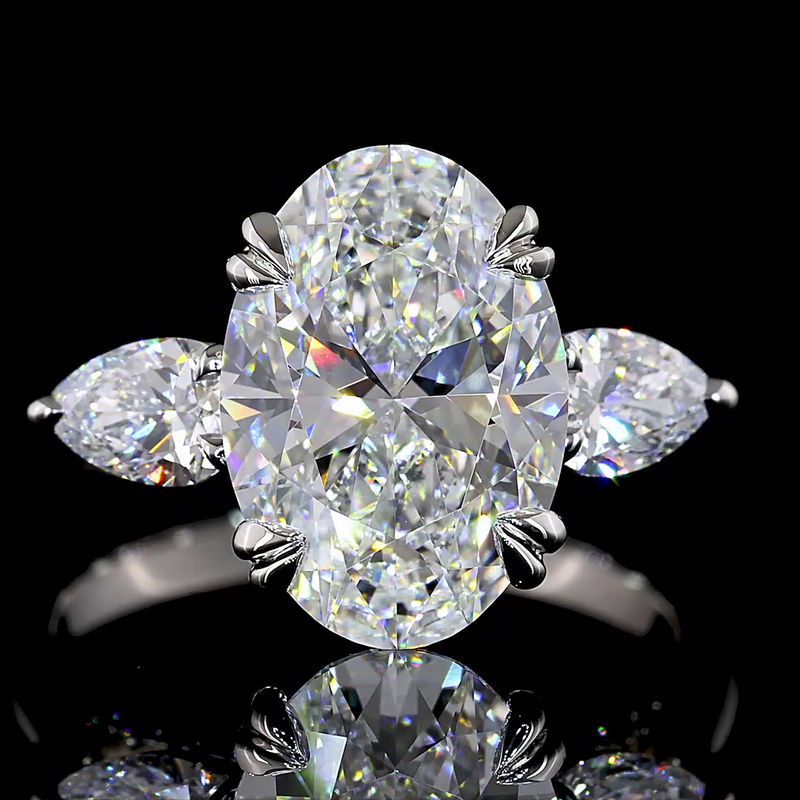 3-1/2ct Oval Prong Unique Diamond Engagement Ring