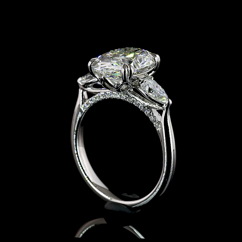 3-1/2ct Oval Prong Unique Diamond Engagement Ring
