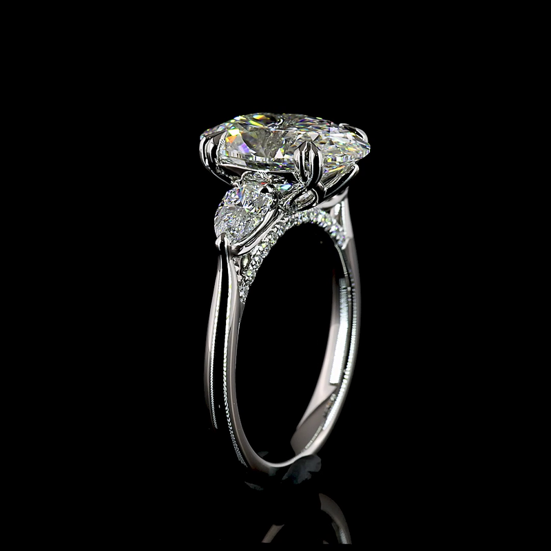 3-1/2ct Oval Prong Unique Diamond Engagement Ring