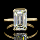 3-1/2ct Half Bezel Emerald Solitaire Engagement Ring