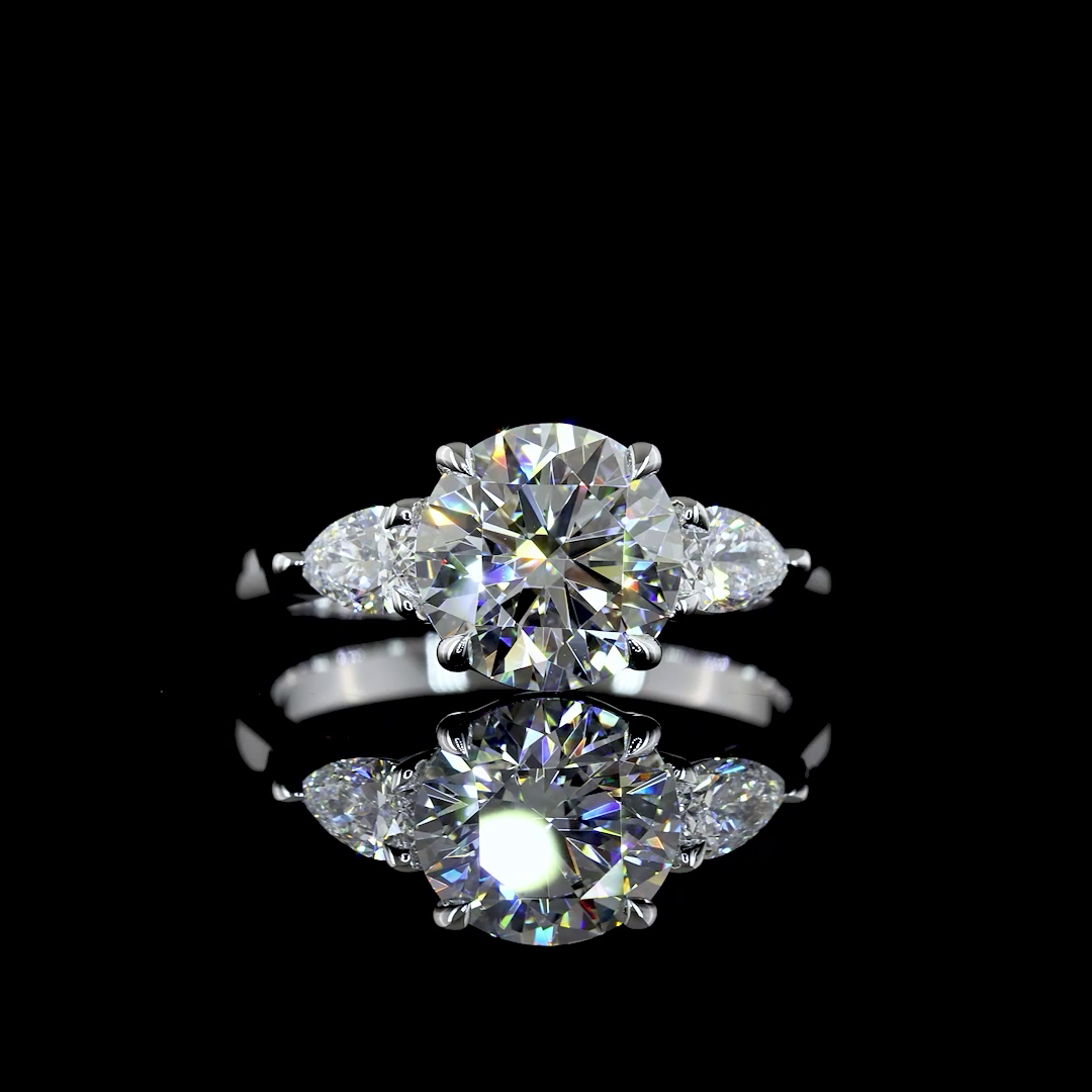 Diamond eternity bands stacked with engagement ring showcasing modern stacking style