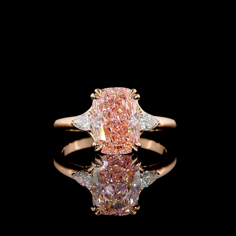 2-3/4ct Prong Cushion Three Stone Engagement Ring