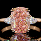 2-3/4ct Fancy Pink Cushion Three Stone Engagement Ring.