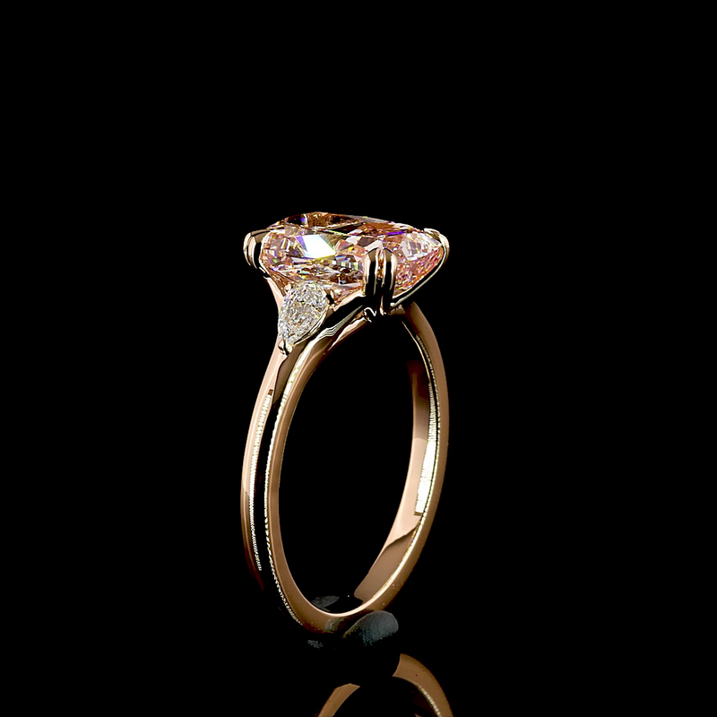 2-3/4ct Prong Cushion Three Stone Engagement Ring