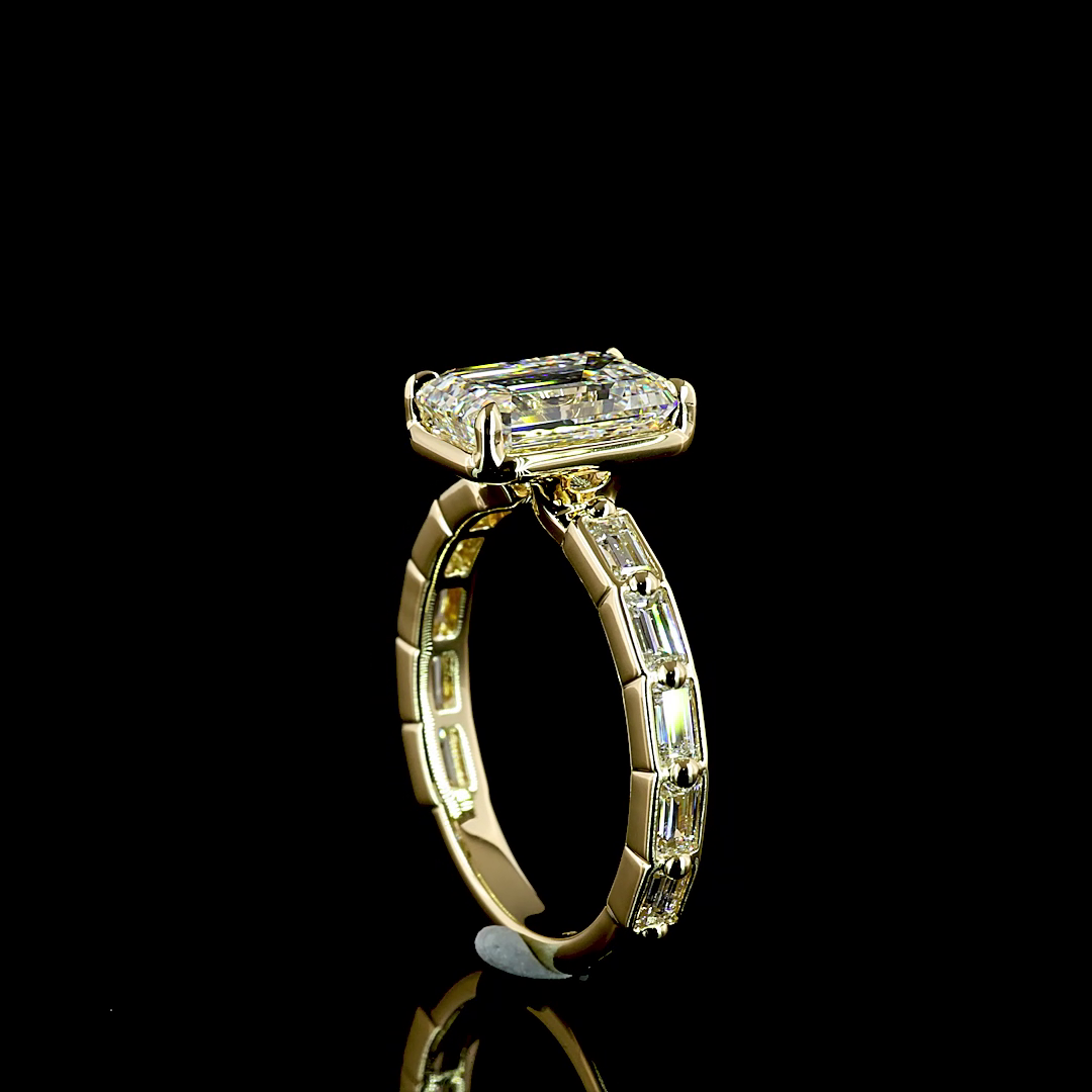 2-1/2ct Prong Emerald Solitaire Diamond Shank Engagement Ring.