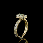 2-1/2ct Prong Emerald Solitaire Diamond Shank Engagement Ring.