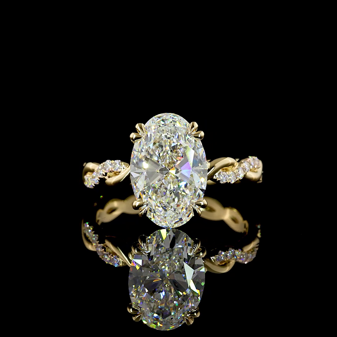 3ct Prong Oval Hidden Halo Engagement Ring.