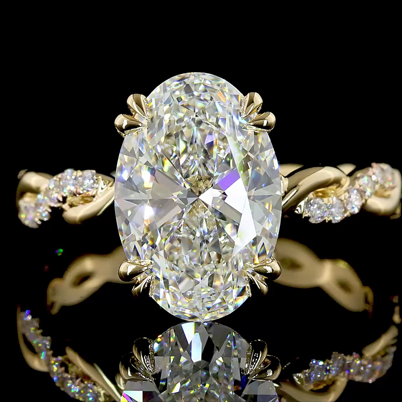 3ct Prong Oval Hidden Halo Engagement Ring