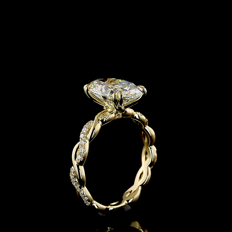 3ct Prong Oval Hidden Halo Engagement Ring