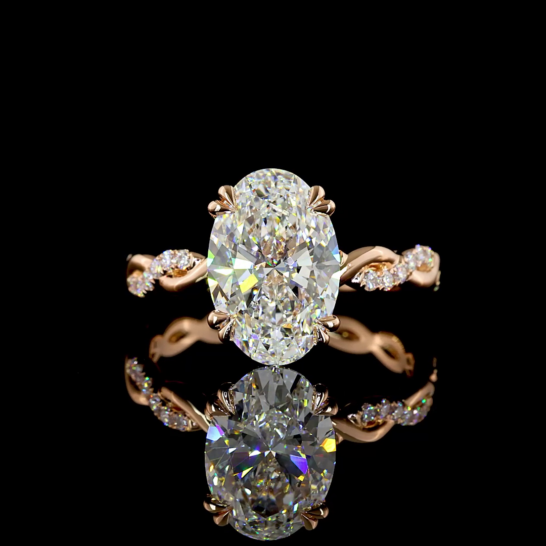 3ct Prong Oval Hidden Halo Engagement Ring.