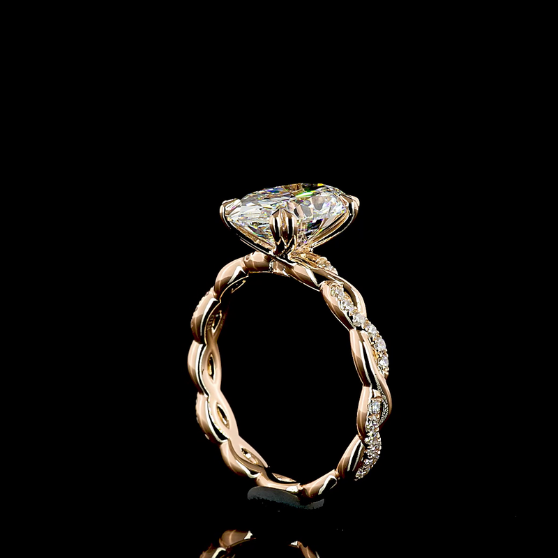 3ct Prong Oval Hidden Halo Engagement Ring
