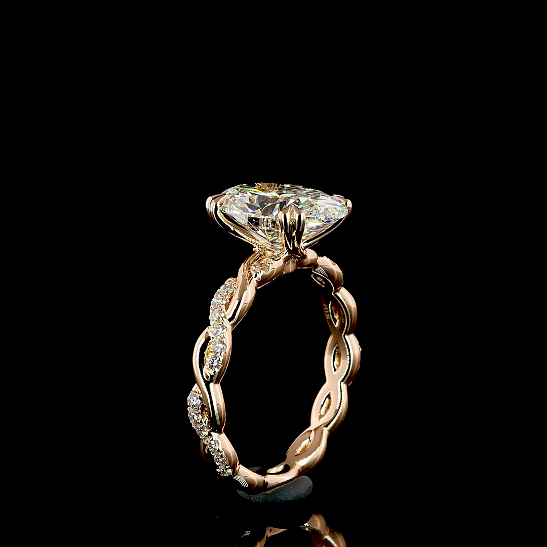 3ct Prong Oval Hidden Halo Engagement Ring