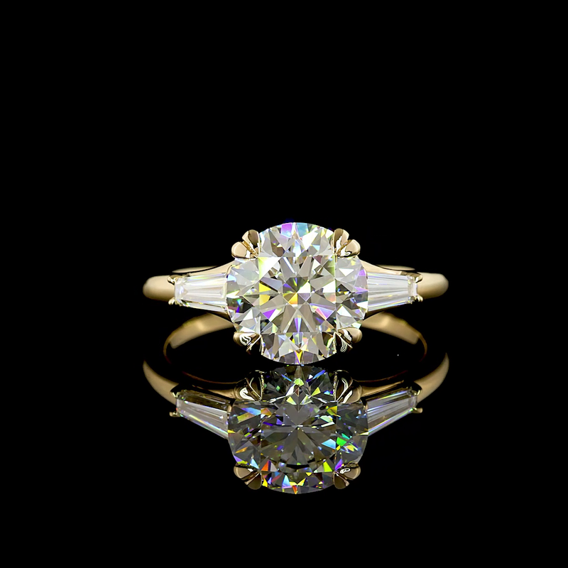 2-1/2ct Prong Round Three Stone Engagement Ring