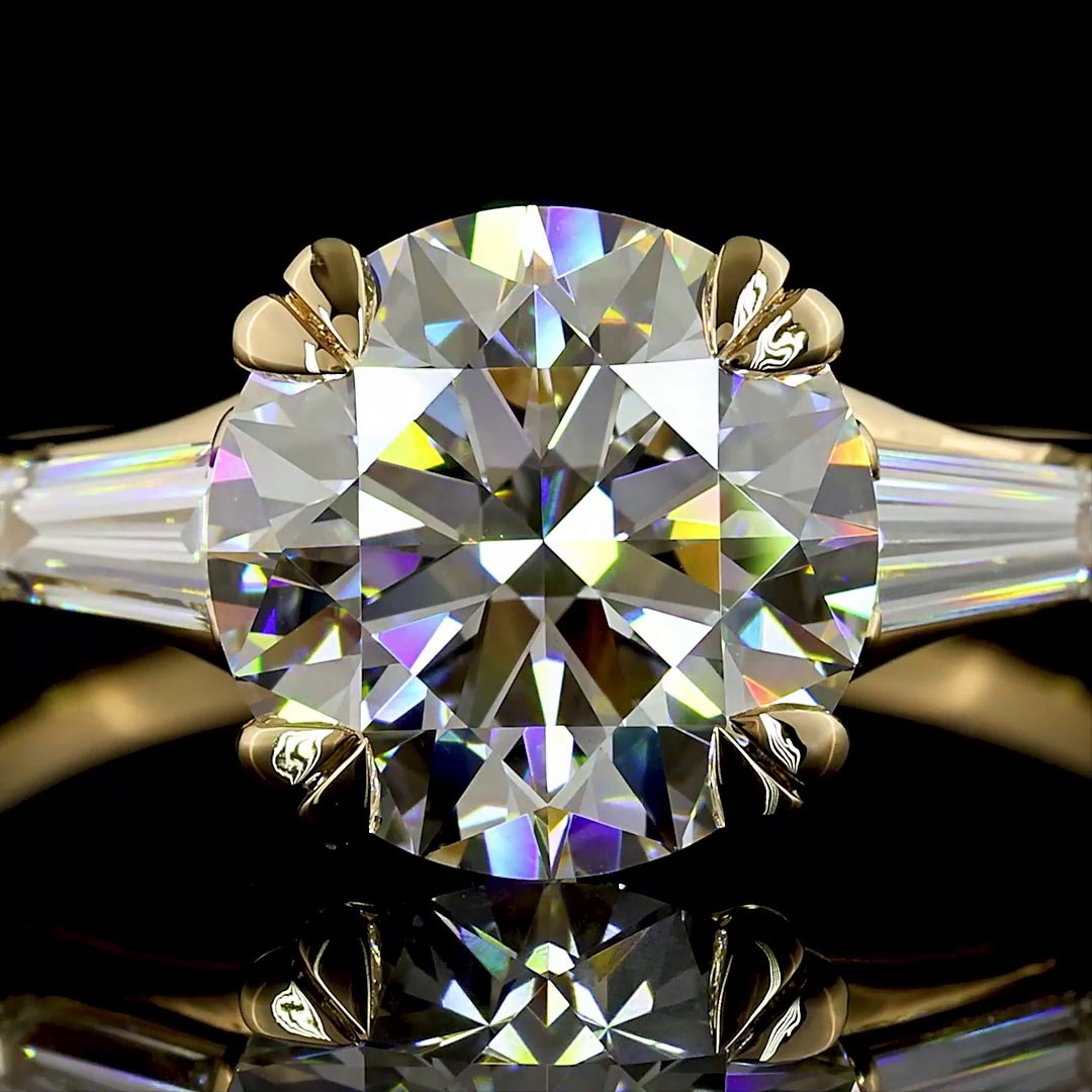 2-1/2ct Prong Round Three Stone Engagement Ring.