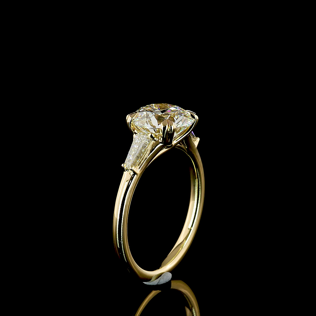 2-1/2ct Prong Round Three Stone Engagement Ring.