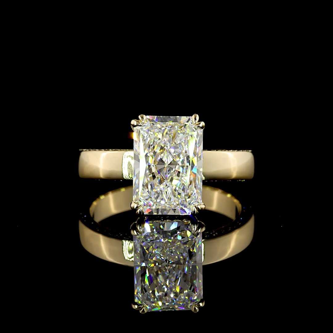 3-1/2ct Prong Radiant Hidden Halo Engagement Ring.