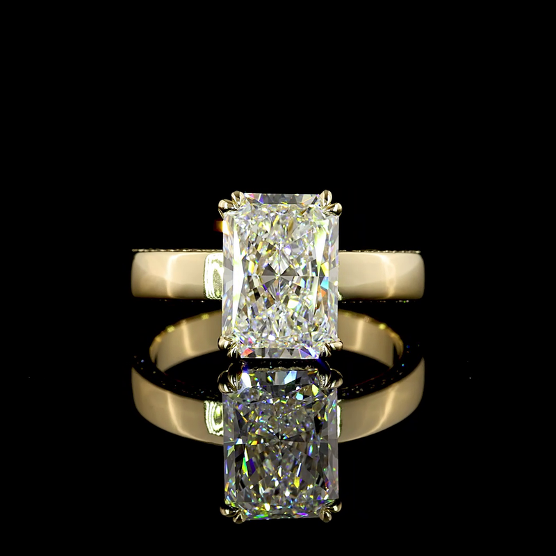 3-1/2ct Prong Radiant Hidden Halo Engagement Ring