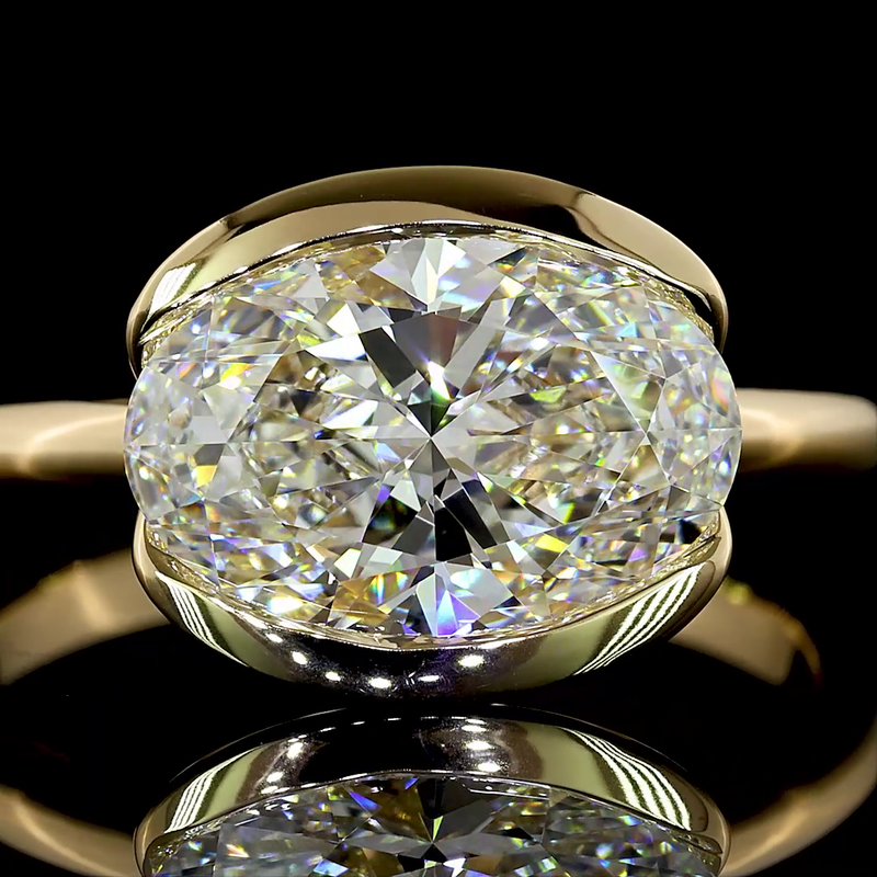 2-1/2ct Half Bezel Oval Solitaire Engagement Ring