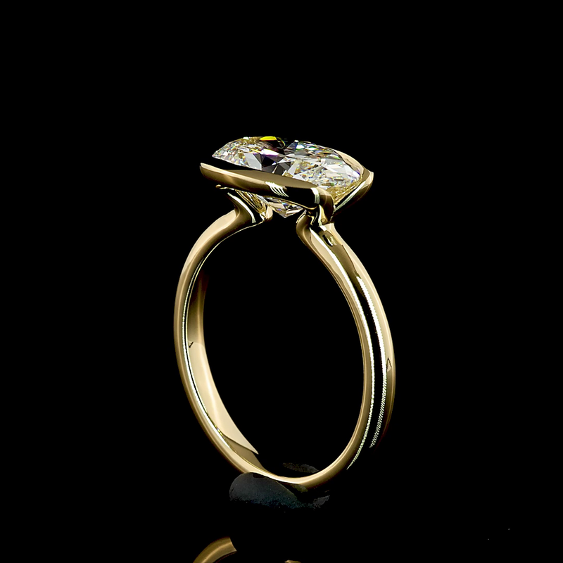 2-1/2ct Half Bezel Oval Solitaire Engagement Ring