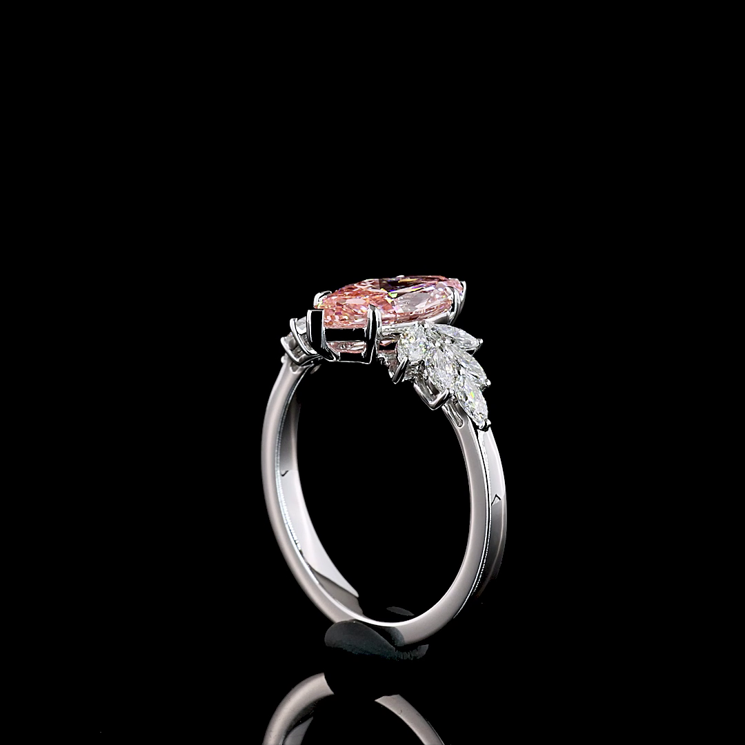 1-1/2ct Fancy Pink Marquise Special Engagement Ring.