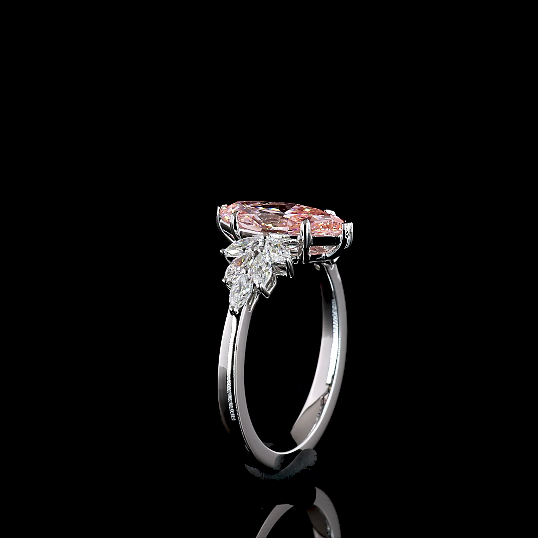 1-1/2ct Fancy Pink Marquise Special Engagement Ring.