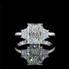 2ct Prong Radiant Three Stone Engagement Ring.