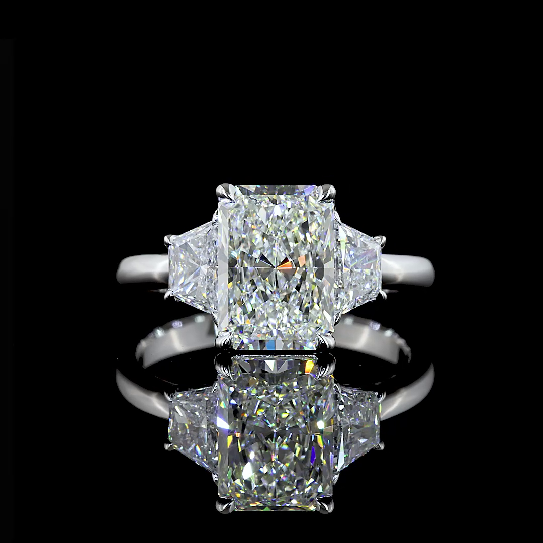 2ct Prong Radiant Three Stone Engagement Ring