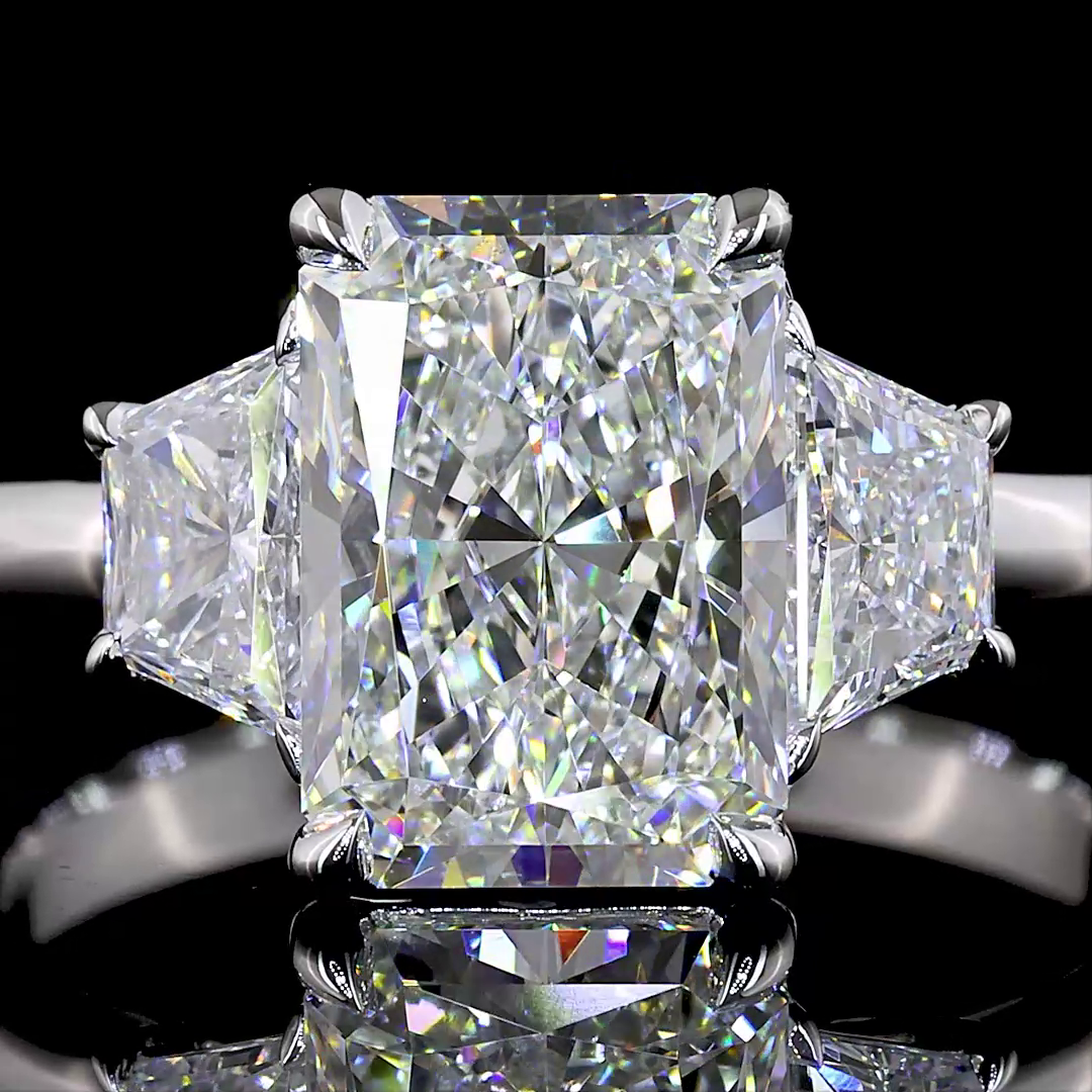 2ct Prong Radiant Three Stone Engagement Ring.