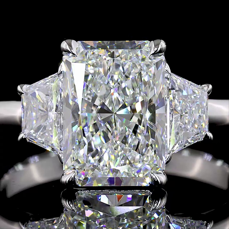 2ct Prong Radiant Three Stone Engagement Ring