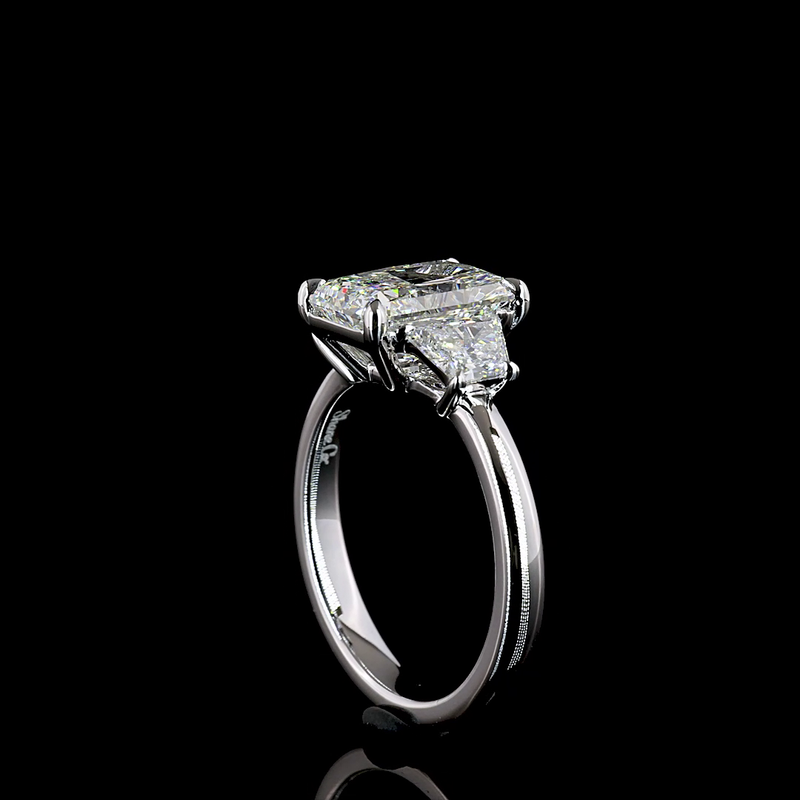 2ct Prong Radiant Three Stone Engagement Ring