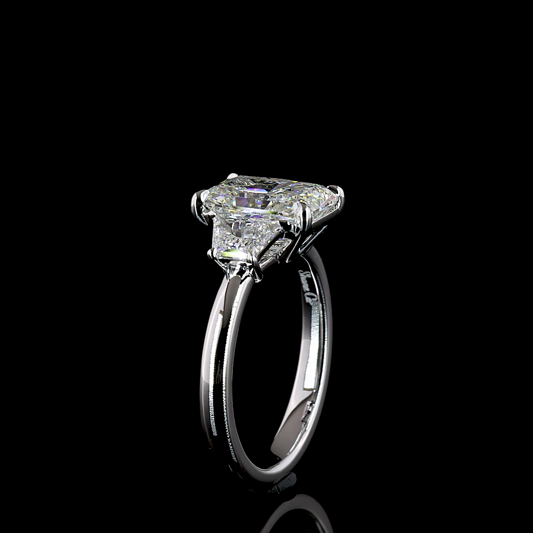 2ct Prong Radiant Three Stone Engagement Ring.