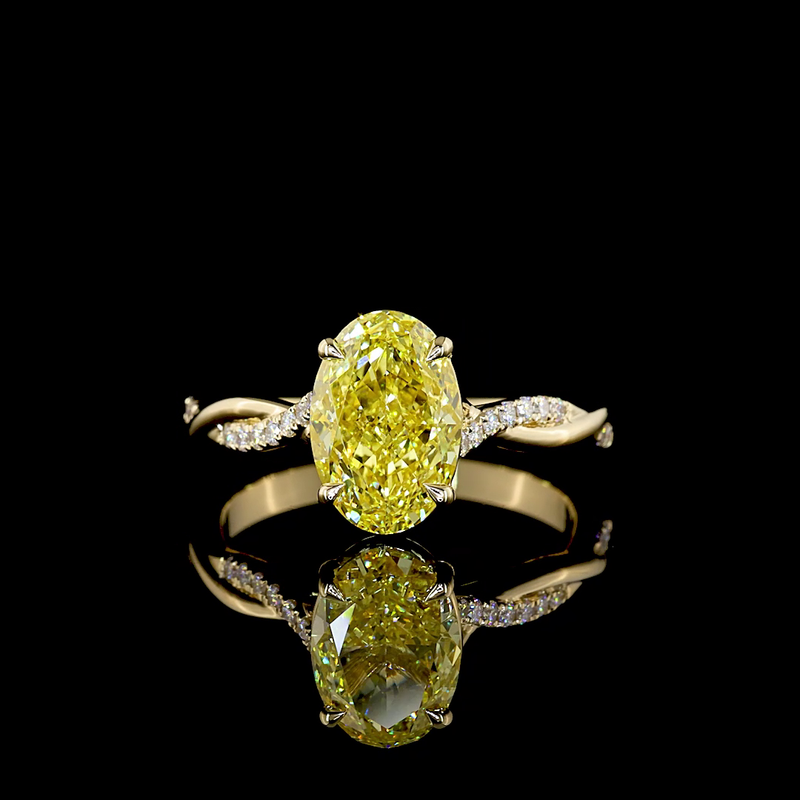 2-1/4ct Fancy Yellow  Oval  Diamond Shank Engagement Ring
