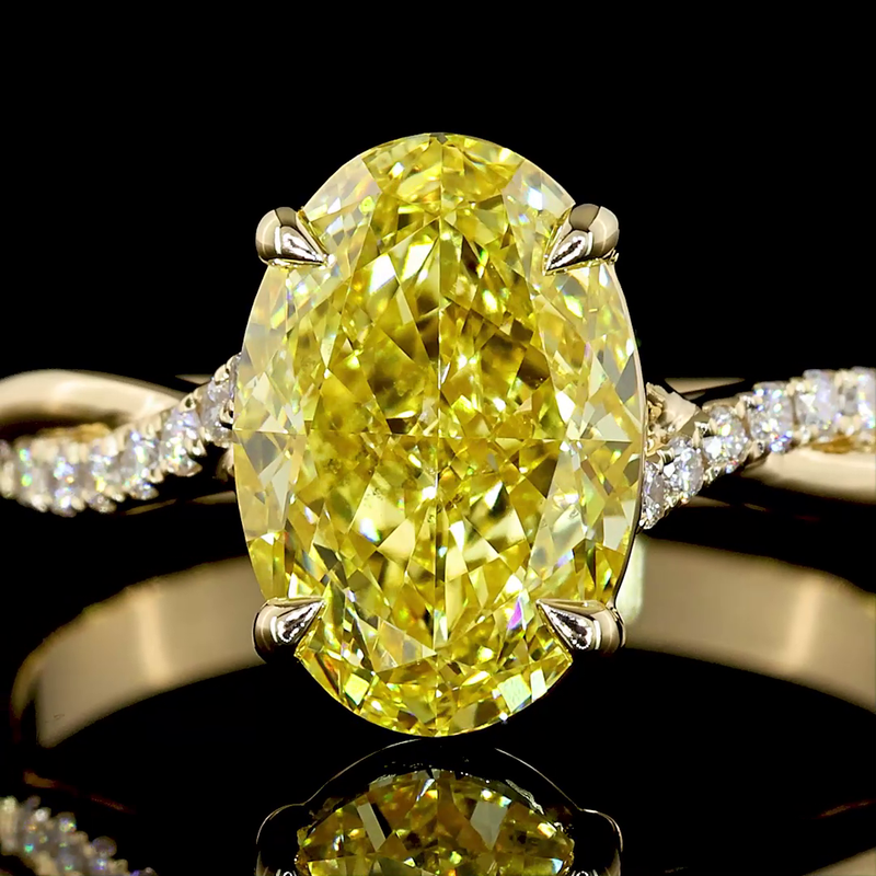 2-1/4ct Fancy Yellow  Oval  Diamond Shank Engagement Ring
