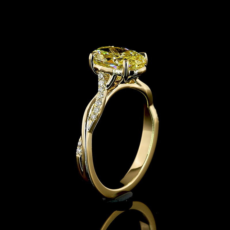 2-1/4ct Fancy Yellow  Oval  Diamond Shank Engagement Ring
