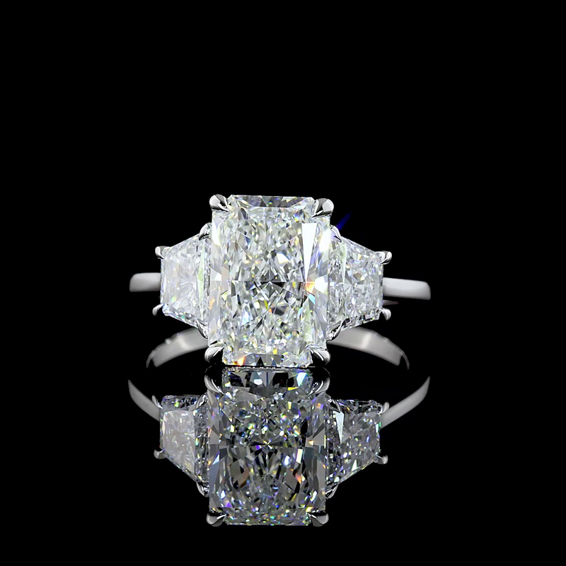 3ct Prong Radiant Three Stone Engagement Ring