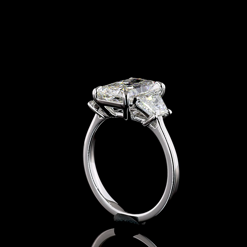 3ct Prong Radiant Three Stone Engagement Ring
